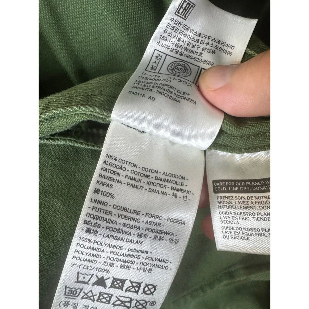 Levis Mens Olive Green Cotton Twill Field Jacket Military Utility Coat Size M